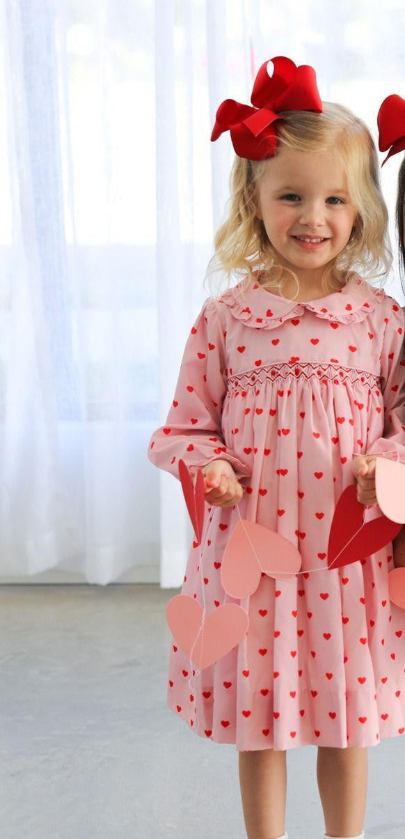 Pink And Red Smocked Hearts Dress