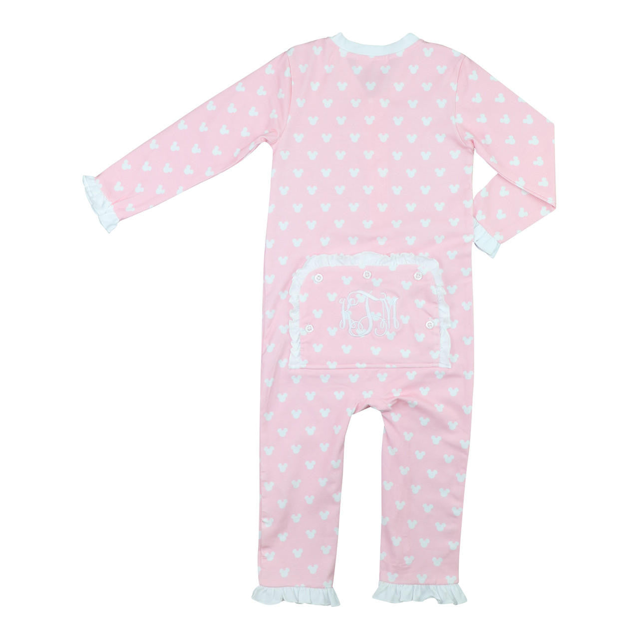 Pink And White Mouse Ears Knit Zipper Pajamas  Monogram