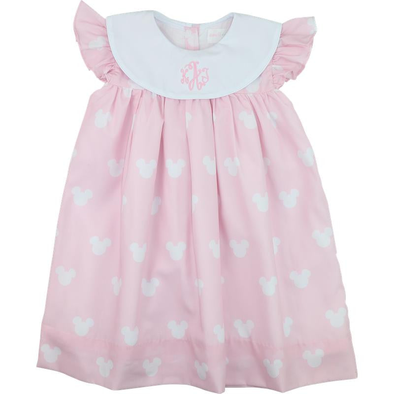 Pink And White Mouse Ears Print Dress  Monogram