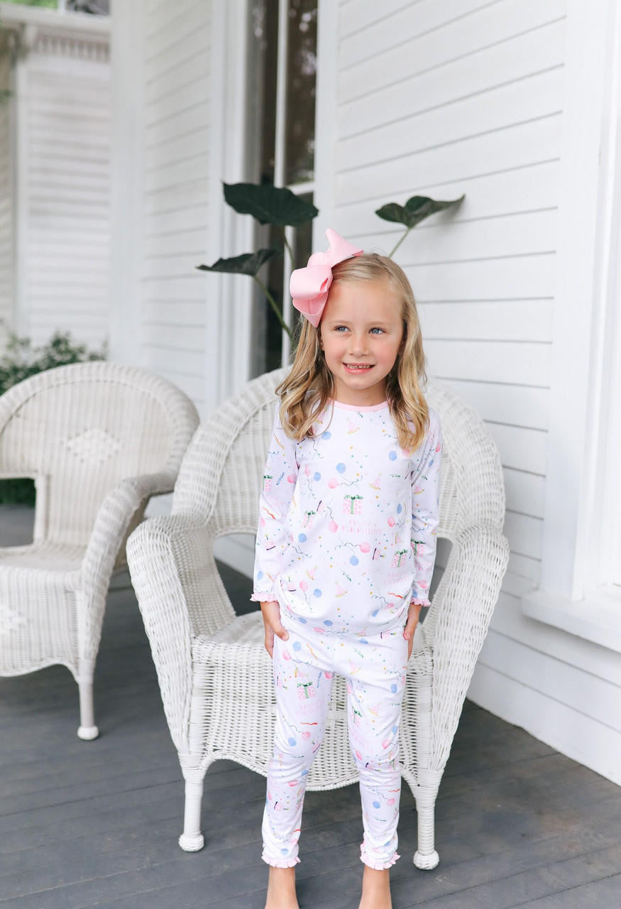 Pink Birthday Print Knit Pajamas  Cecil and Lou