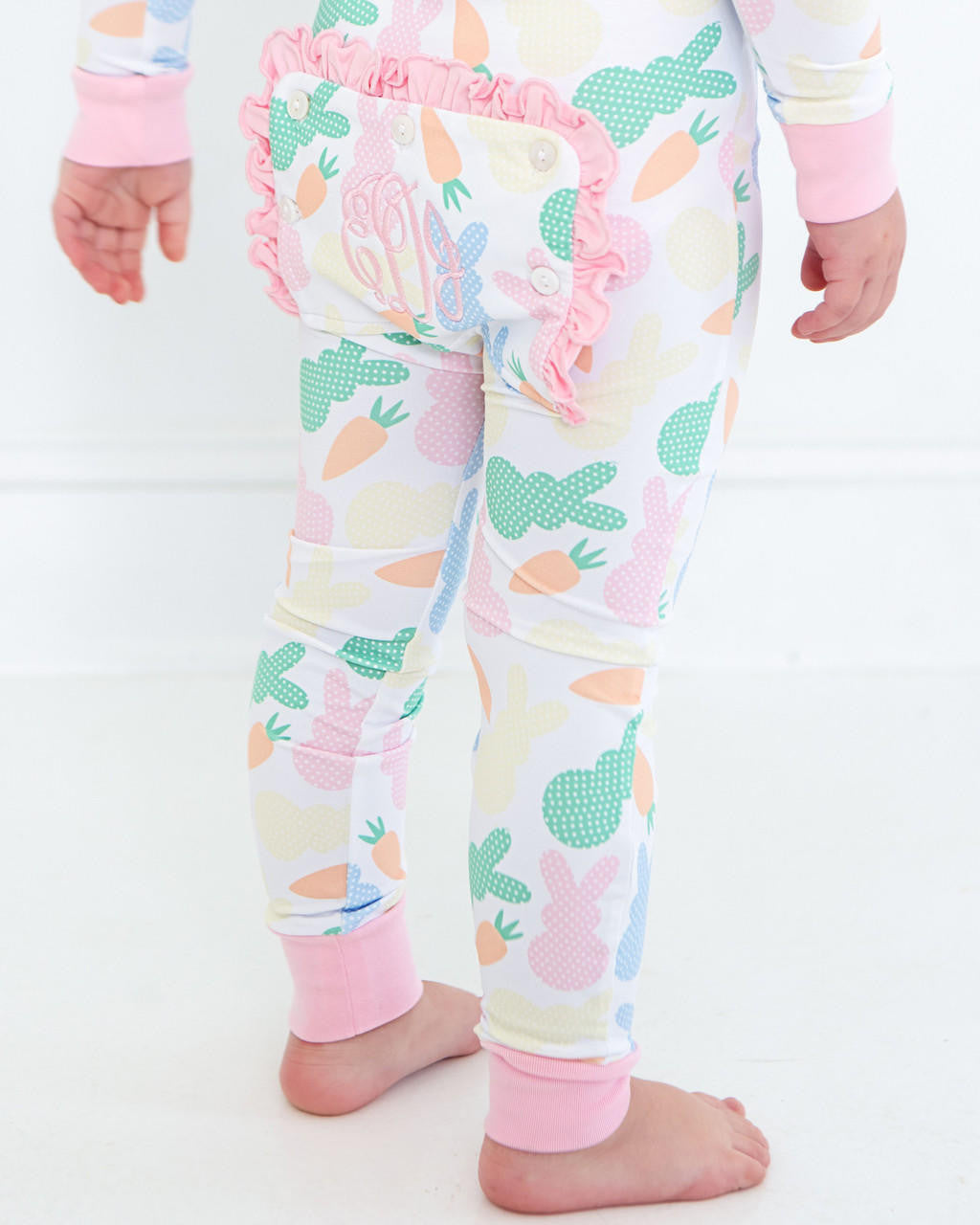 Pink Bunny And Carrot Knit Zipper Pajamas  Monogram