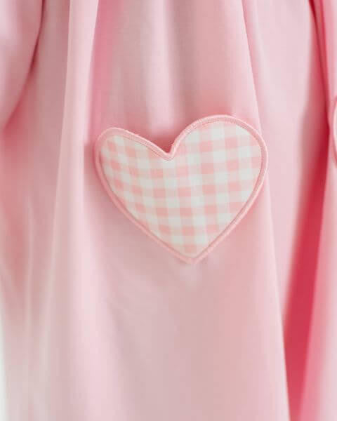 Pink Check Knit Heart Pocket Bubble   Eliza James Kids