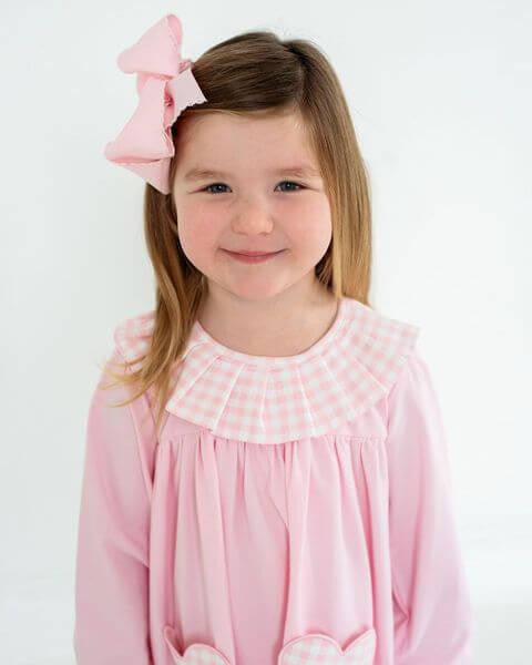 Pink Check Knit Heart Pocket Dress  Eliza James Kids