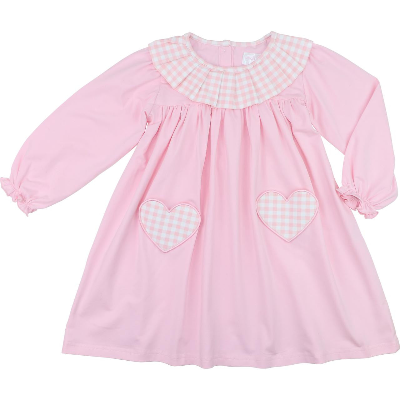 Pink Check Knit Heart Pocket Dress  Eliza James Kids