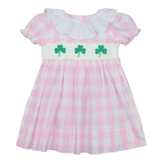 Pink Check Smocked Shamrock  Dress  Smocked Threads