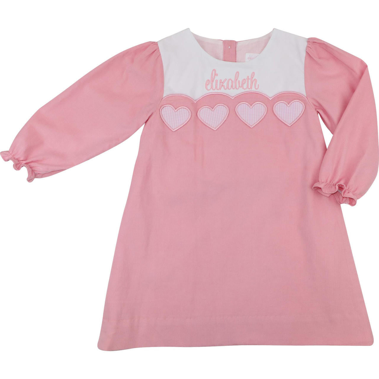 Pink Corduroy Applique Heart Dress