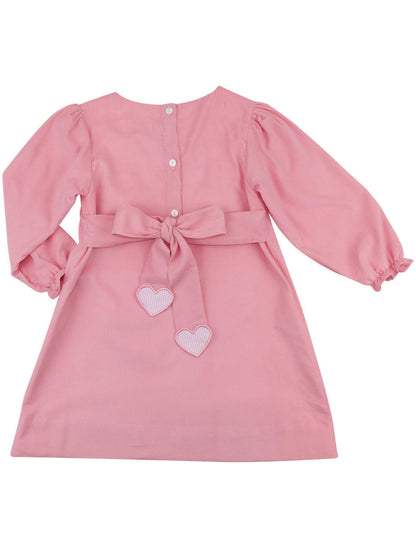 Pink Corduroy Applique Heart Dress