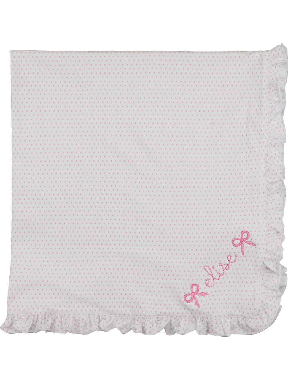 Pink Dot Knit Baby Blanket Monogram