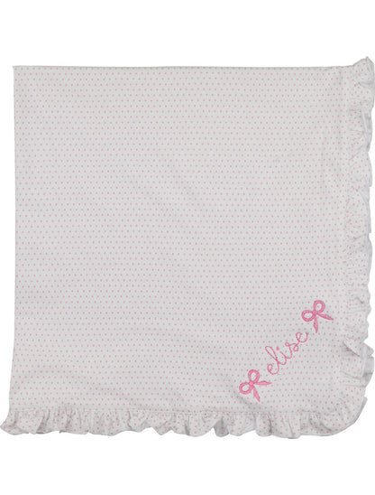 Pink Dot Knit Baby Blanket Monogram