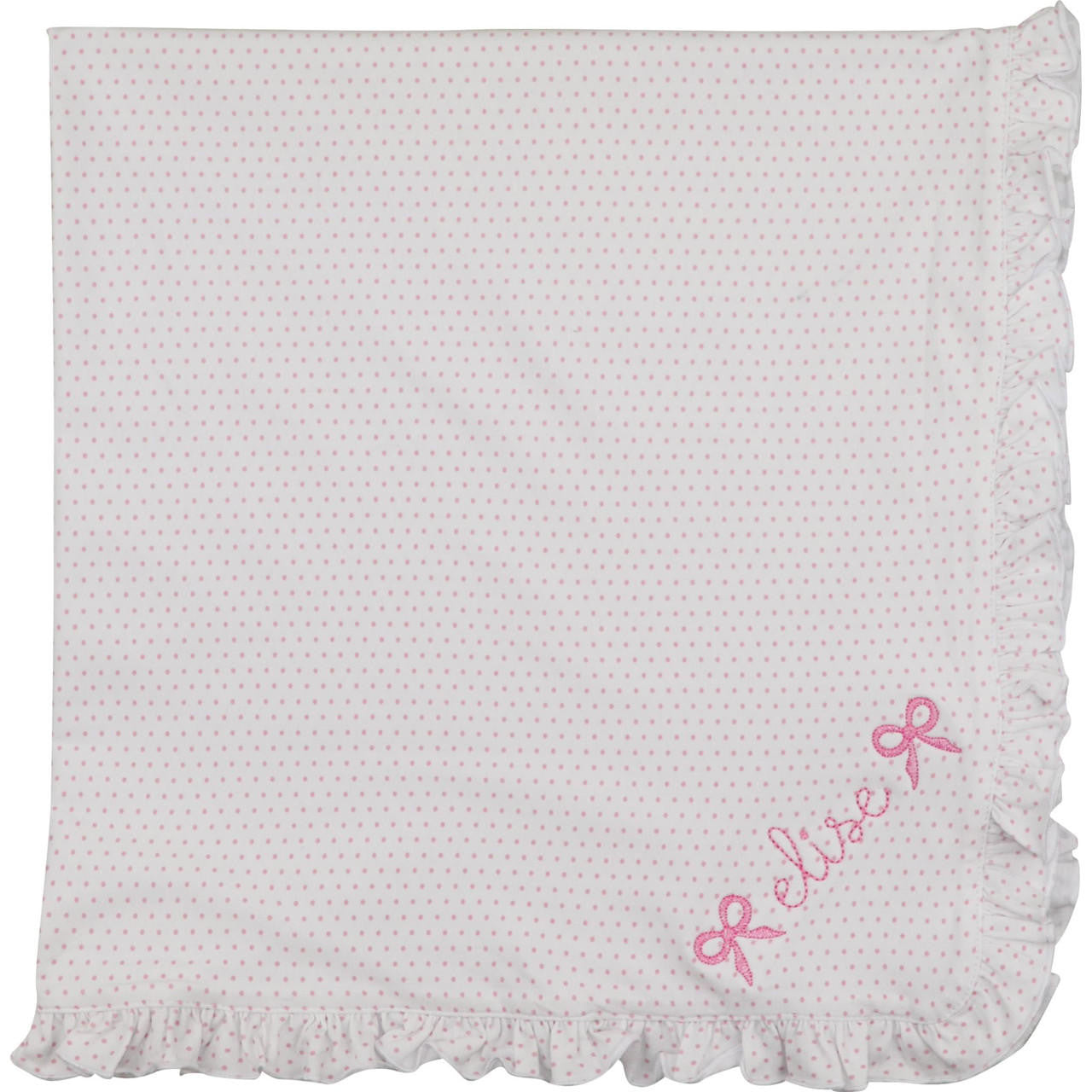 Pink Dot Knit Baby Blanket Monogram