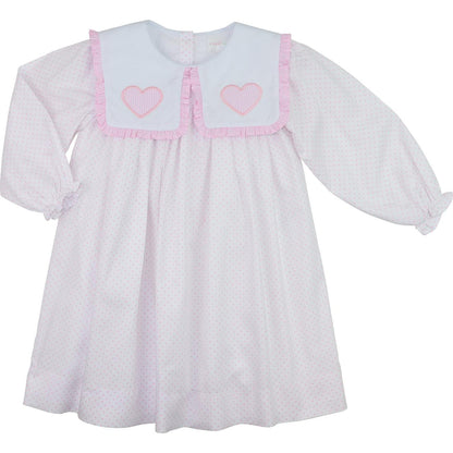 Pink Dot Pique Applique Heart Dress  Eliza James Kids