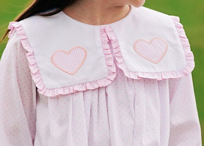 Pink Dot Pique Applique Heart Dress  Eliza James Kids