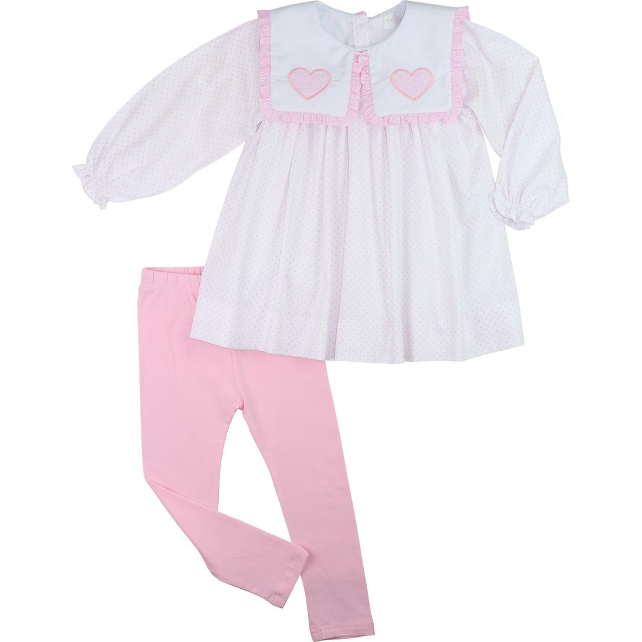 Pink Dot Pique Applique Heart Legging Set  Eliza James Kids