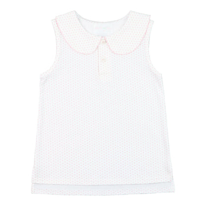 Pink Dot Sleeveless Knit Peter Pan Shirt - Shipping Early May  Smocked Threads