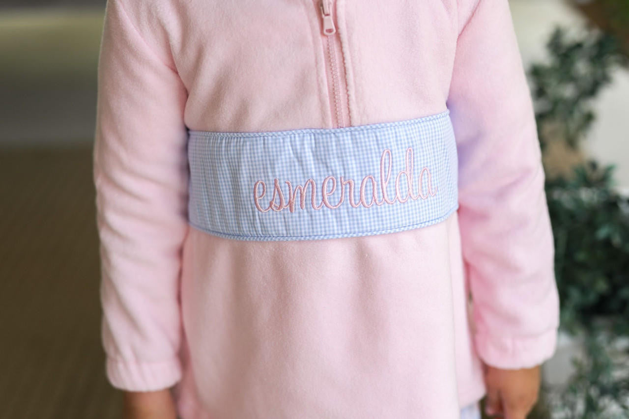 Pink Fleece Pullover - Shipping Late September  Monogram - Cecil and Lou