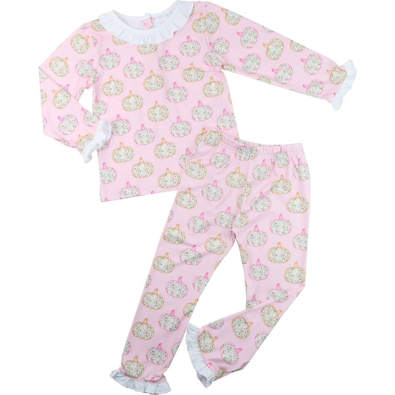 Pink Floral Pumpkin Print Knit Pajamas - Shipping Late September  Smocked Threads