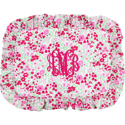 Pink Floral Ruffle Pouch