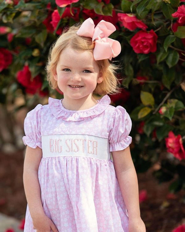 Pink Floral Smocked Big Sister Dress  Smocked Threads