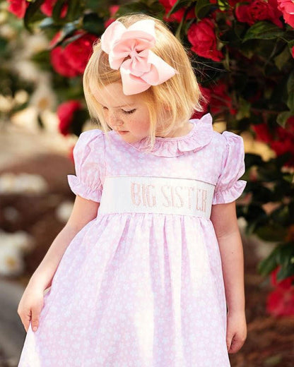 Pink Floral Smocked Big Sister Dress  Smocked Threads