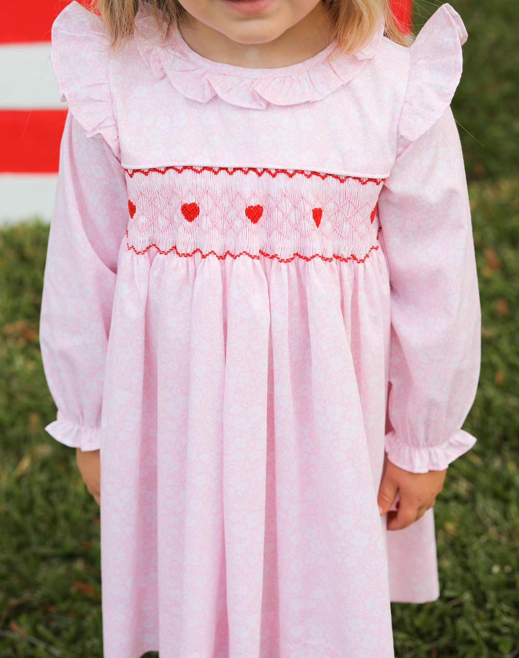 Pink Floral Smocked Hearts Dress