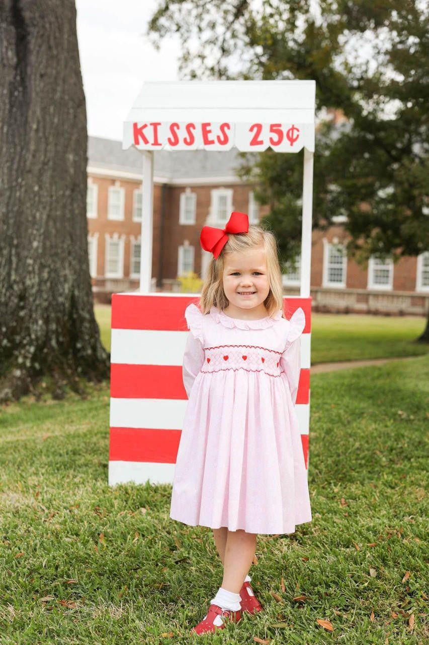 Pink Floral Smocked Hearts Dress