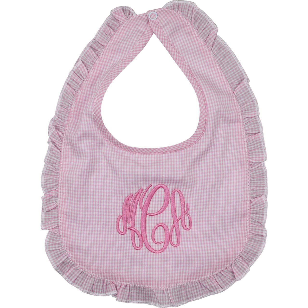 Pink Gingham Bib Monogram