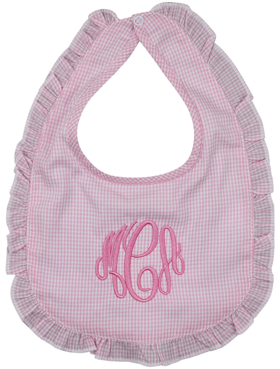 Pink Gingham Bib Monogram