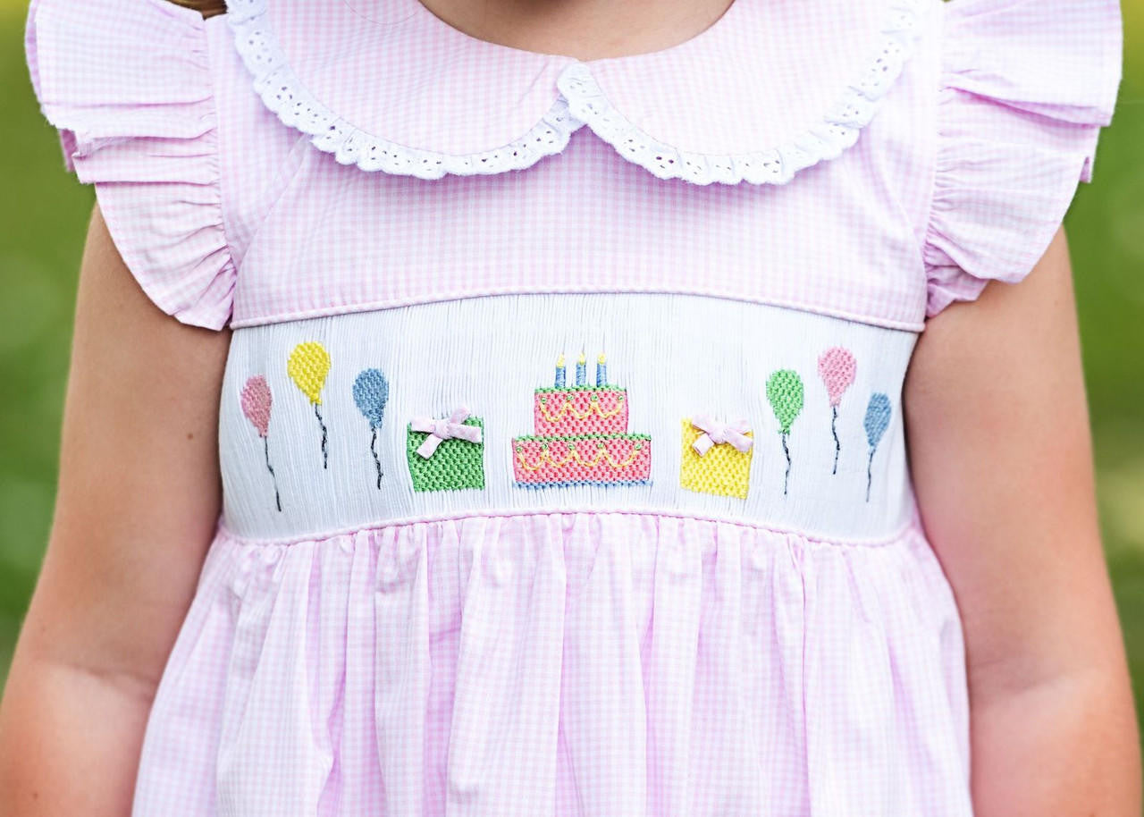 Pink Gingham Birthday Smocked Dress  Smocked Threads