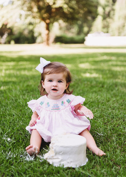 Pink Gingham Smocked Birthday Diaper Set   Cecil and Lou