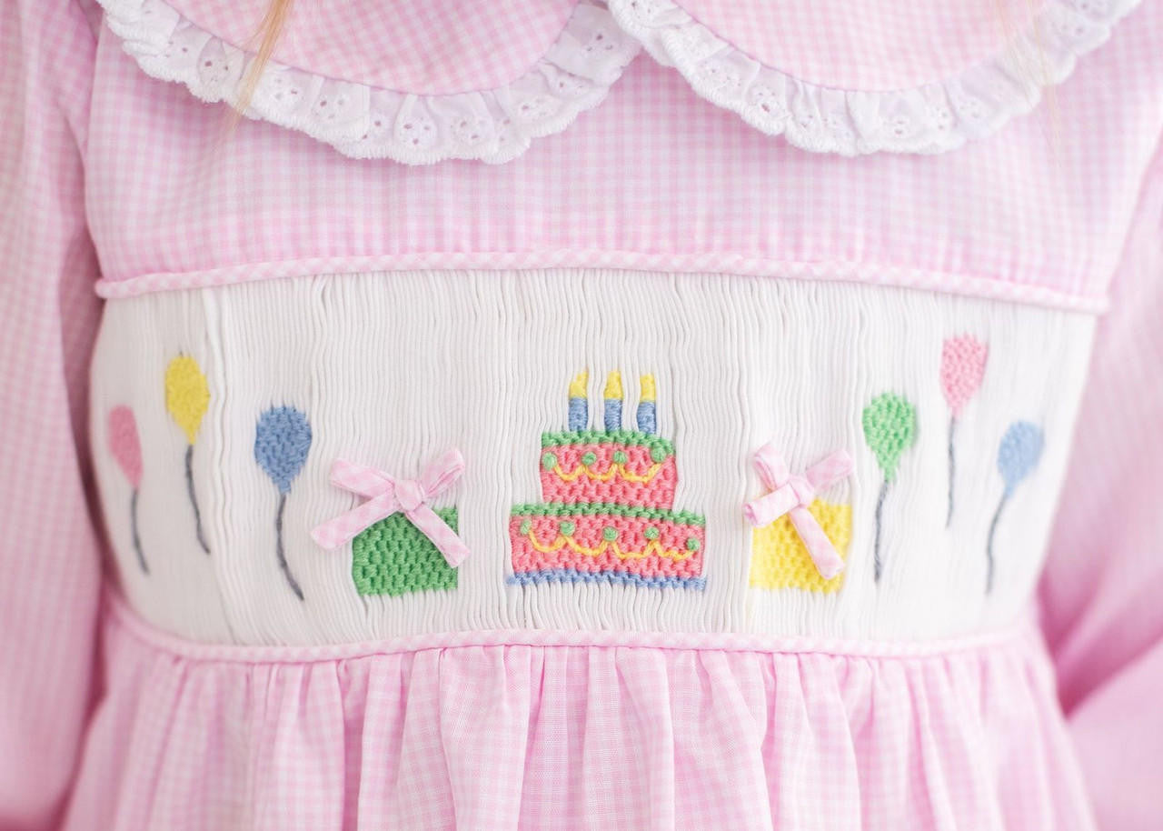 Pink Gingham Smocked Birthday Pant Set  Smocked Threads