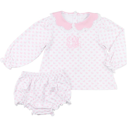 Pink Heart Knit Diaper Set  Eliza James Kids