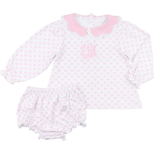 Pink Heart Knit Diaper Set  Eliza James Kids