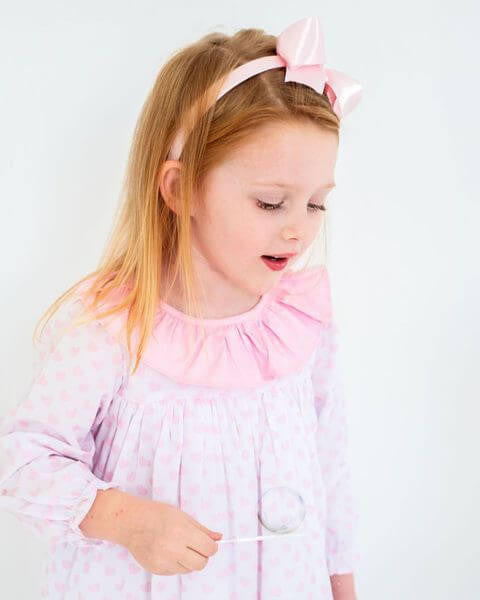 Pink Heart Print Ruffle Collar Dress  Eliza James Kids