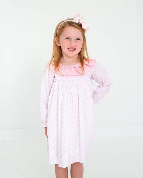 Pink Heart Print Ruffle Collar Dress  Eliza James Kids