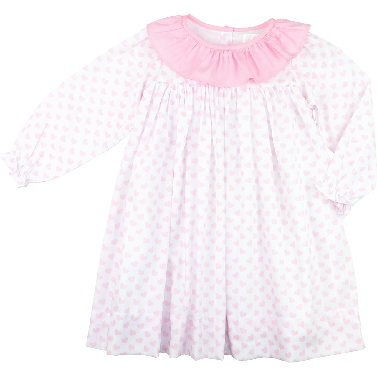 Pink Heart Print Ruffle Collar Dress  Eliza James Kids