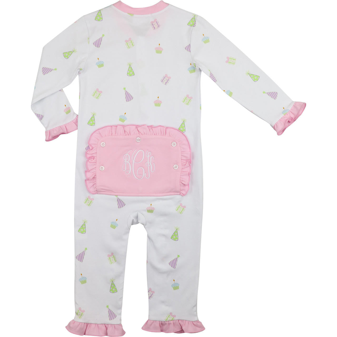 Pink Knit Birthday Zipper Pajamas Monogram