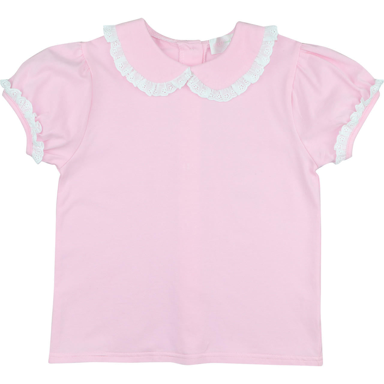 Pink Knit Eyelet Peter Pan Shirt Smocked Threads