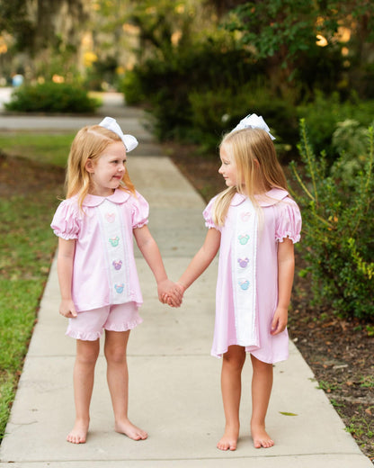 Pink Knit Gingham Mouse Ears Dress  Smocked Threads