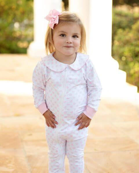 Pink Knit Heart Zipper Pajamas  Eliza James Kids