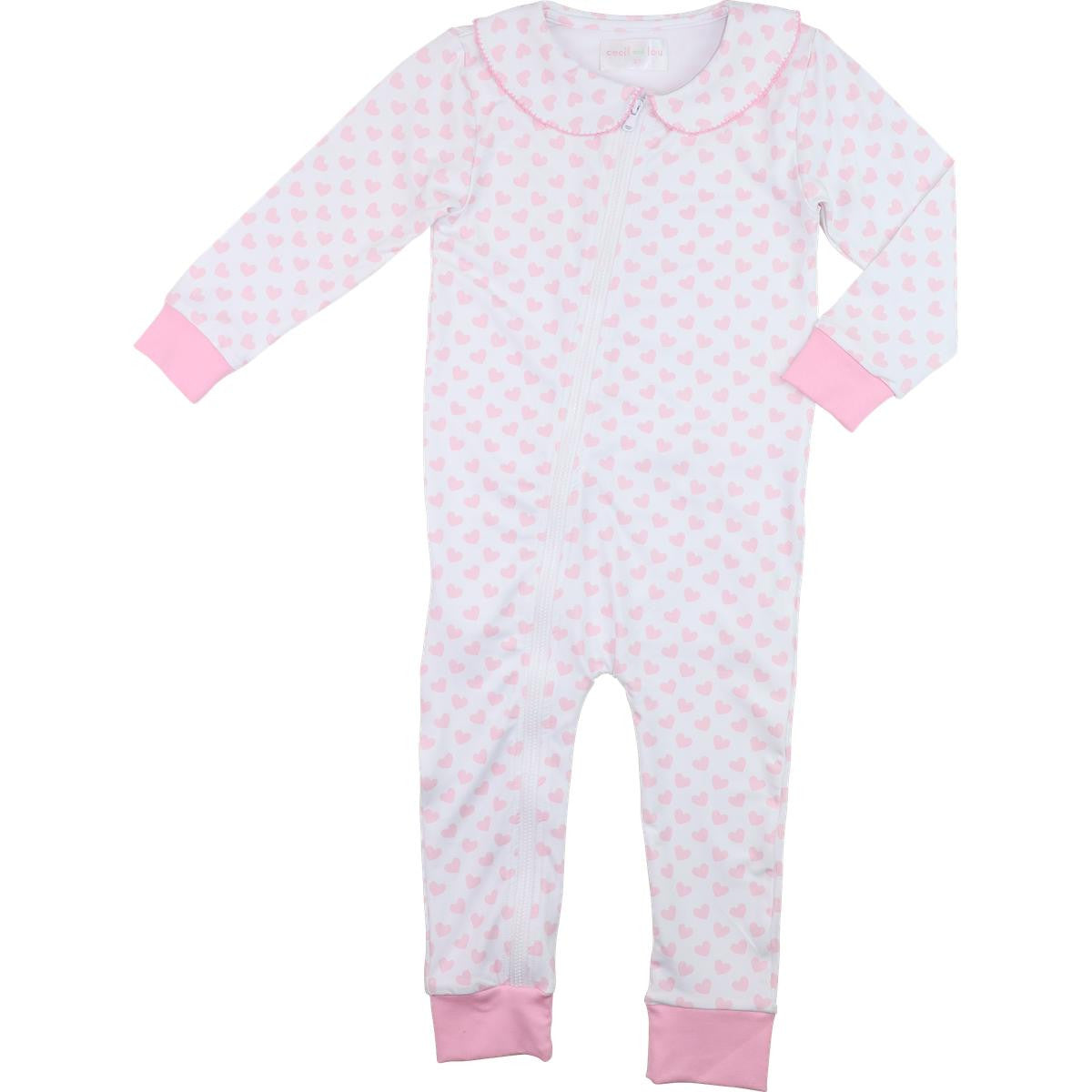 Pink Knit Heart Zipper Pajamas  Eliza James Kids