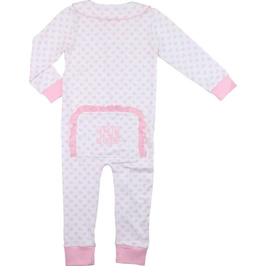 Pink Knit Heart Zipper Pajamas  Eliza James Kids