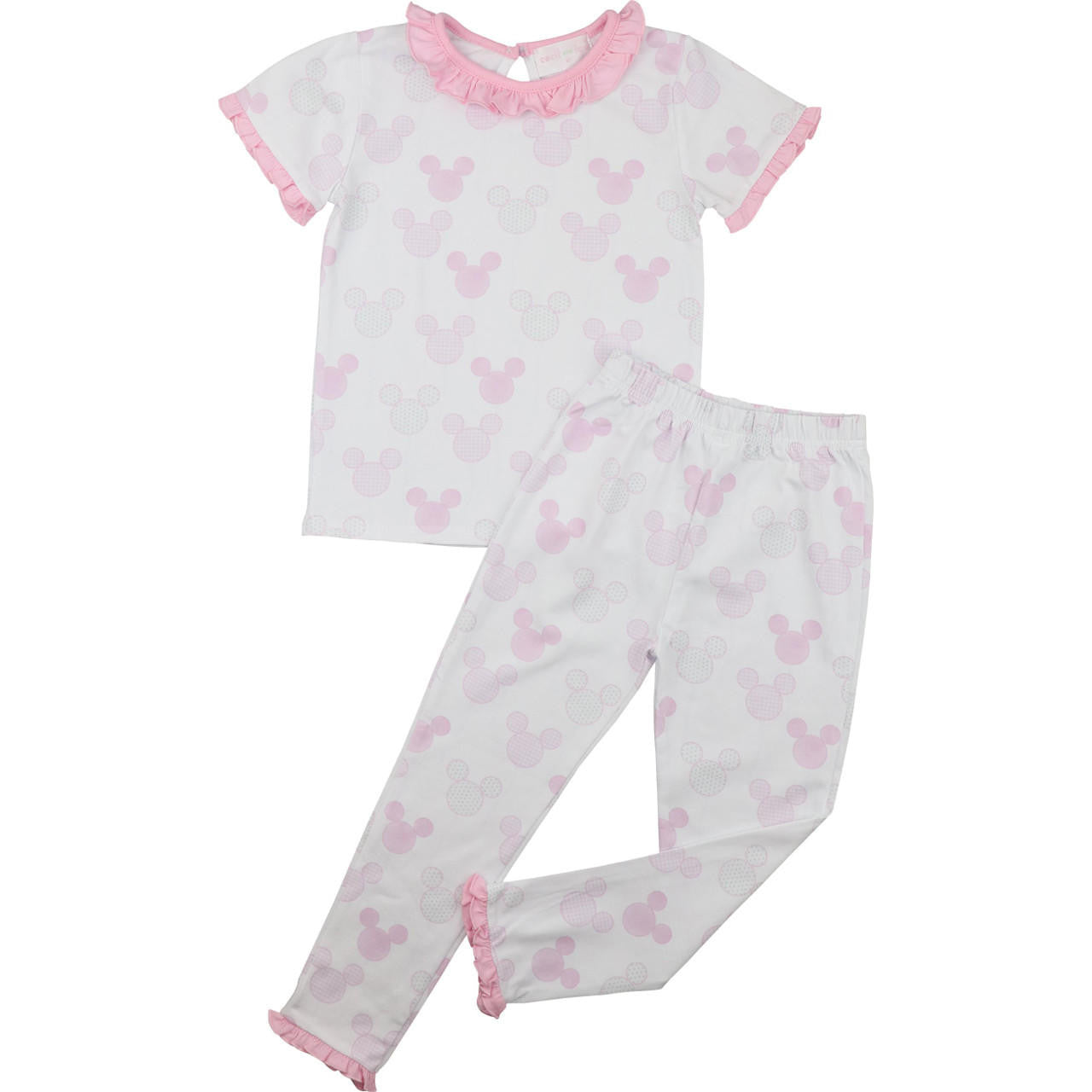 Pink Mouse Ears Print Pajamas Smocked Threads