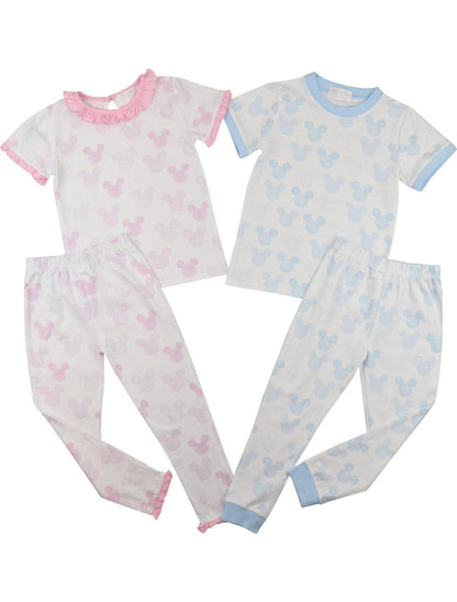 Pink Mouse Ears Print Pajamas Smocked Threads