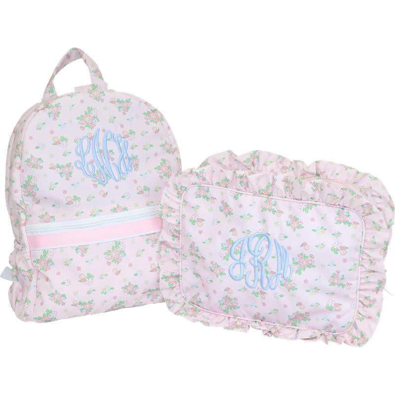 Pink Petite Floral Backpack  Monogram