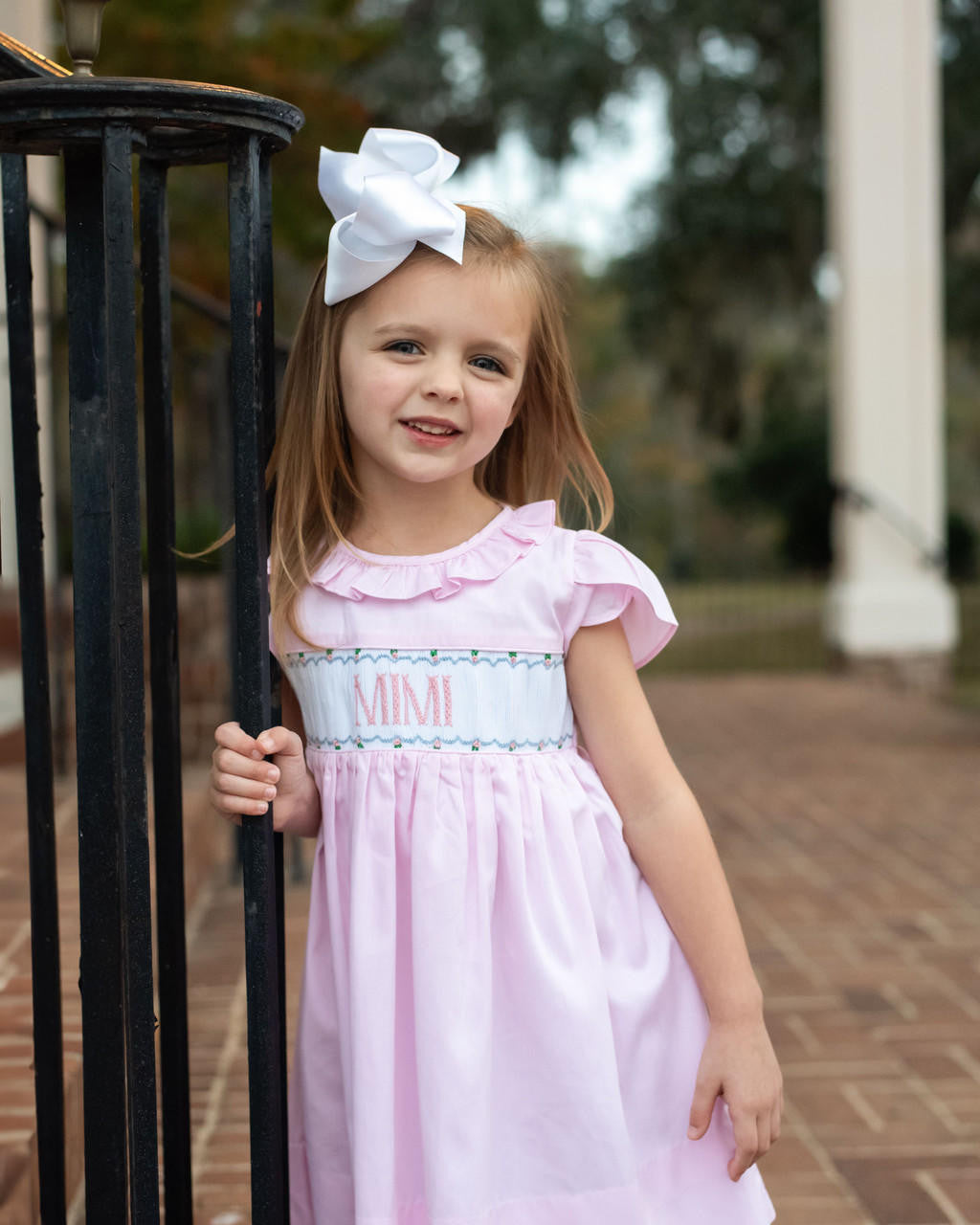 Pink Pique Custom Smocked Dress  Monogram