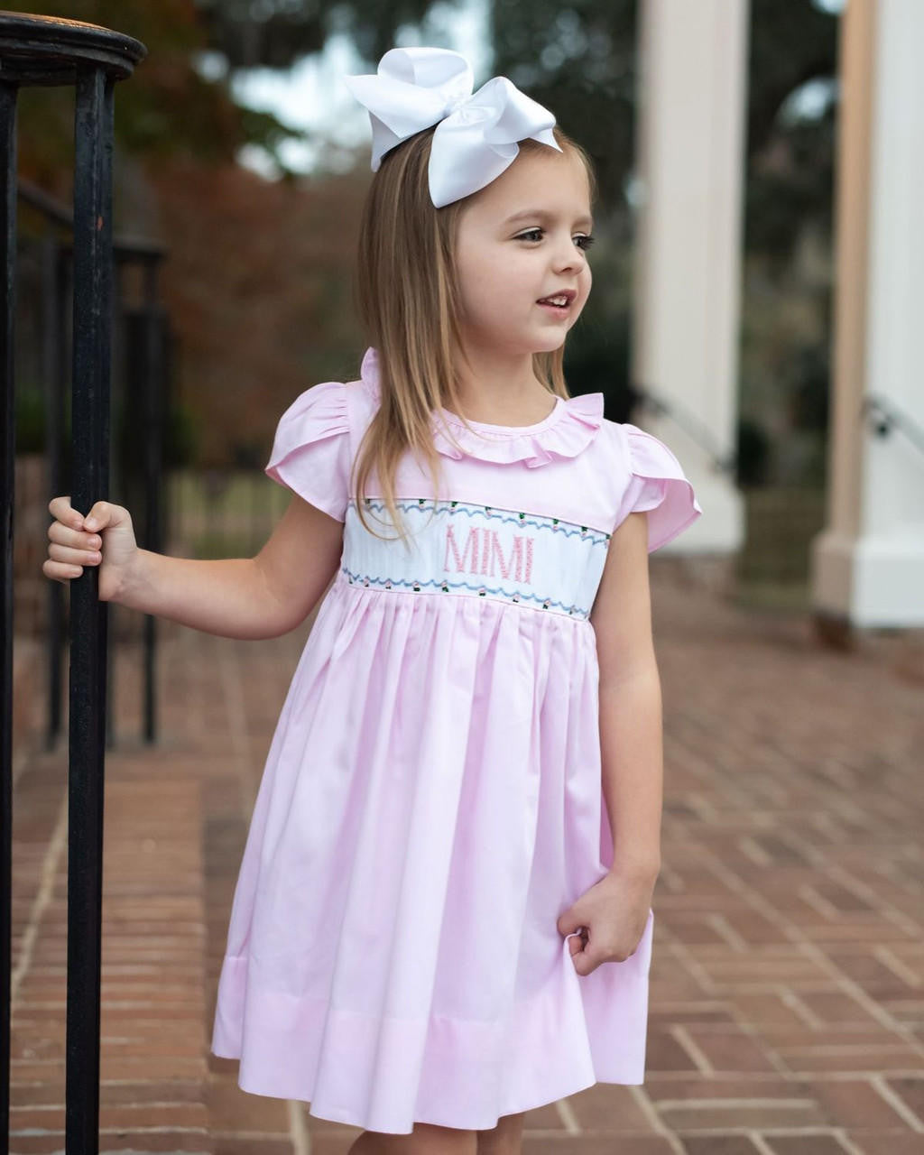 Pink Pique Custom Smocked Dress  Monogram