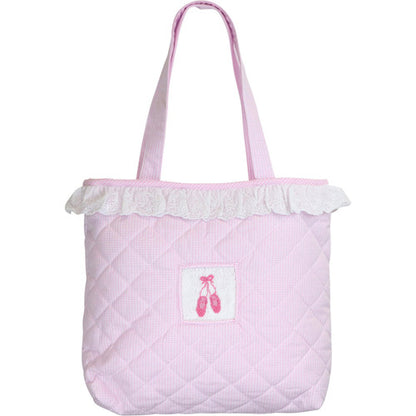 Pink Quilted Smocked Ballet Tote