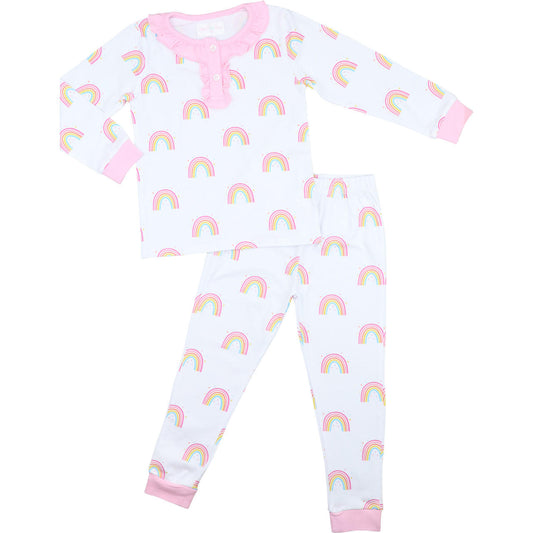 Pink Rainbow Print Pajamas Smocked Threads