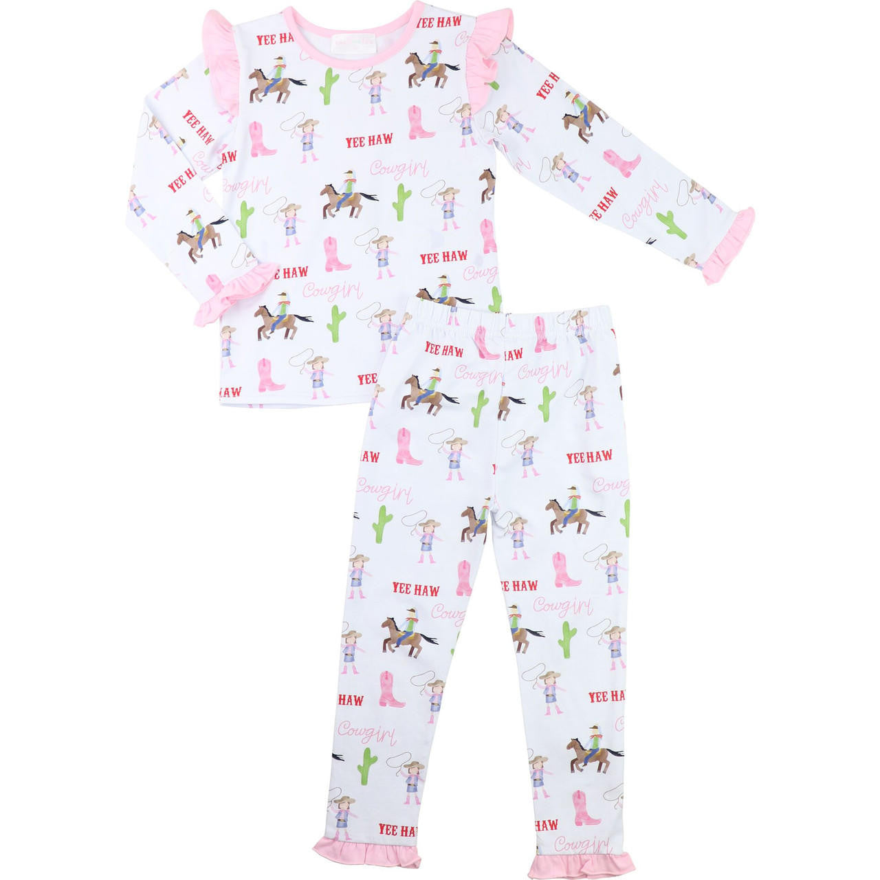 Pink Rodeo Print Knit Pajamas  Smocked Threads