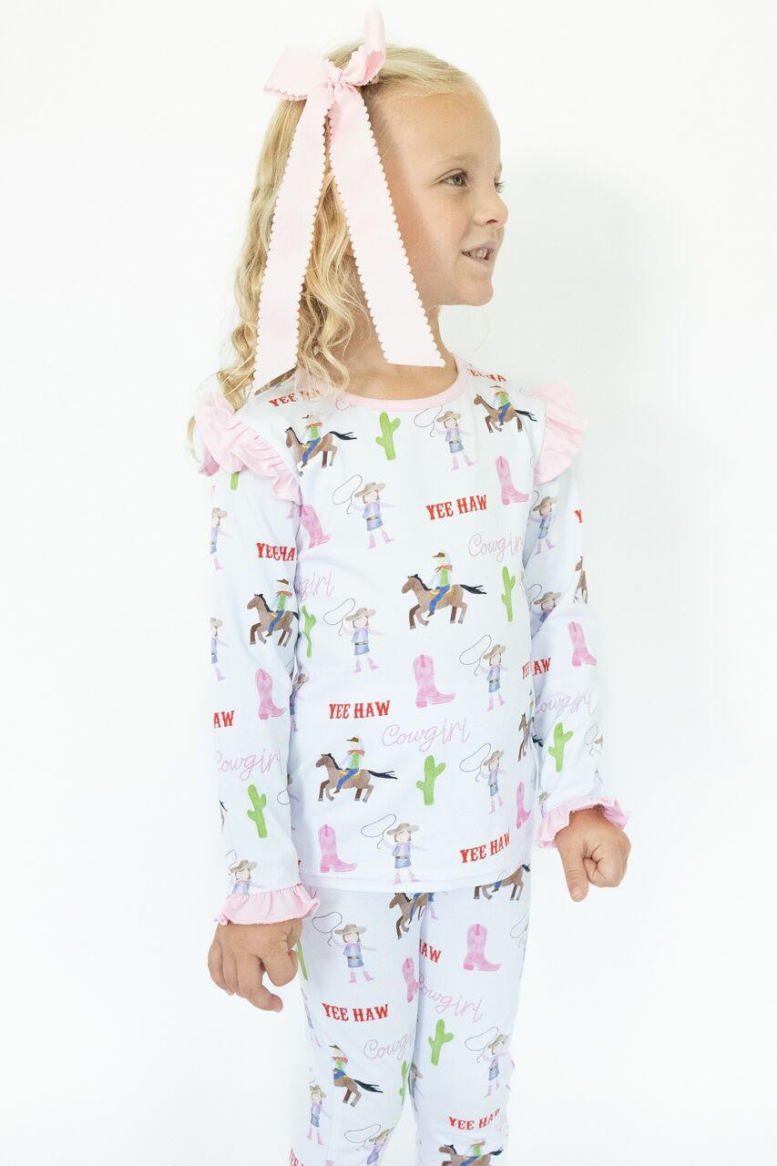 Pink Rodeo Print Knit Pajamas  Smocked Threads